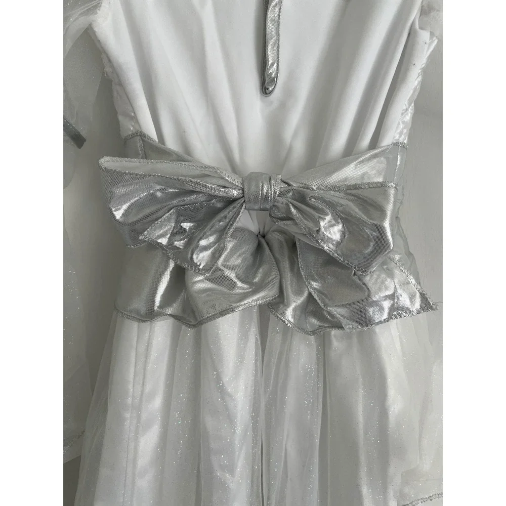 Rubies Rosebud Angel Halloween Costume Kids White Silver Dress Wings Halo 8-10 M
